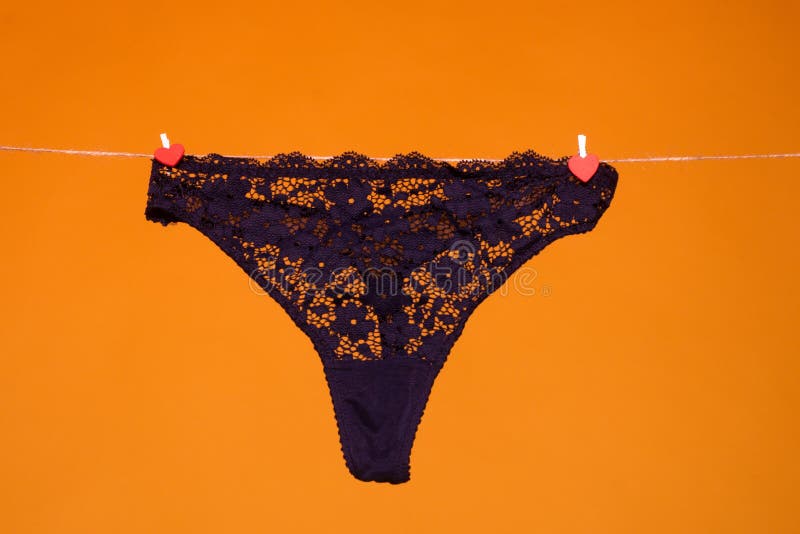 Lace Panties. the Panty Isolated on the Yellow Background Stock