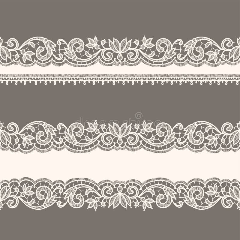 Black Lace Ribbons Vector Fabric Seamless Pattern Stock Vector