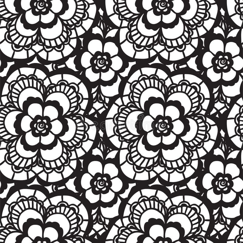 Lace Seamless Pattern with Flowers Stock Vector - Illustration of ...