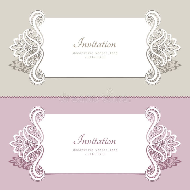 Lace wedding cards. Elegant lace cards, wedding invitation or announcement template royalty free illustration Lace wedding cards. Elegant lace cards, wedding invitation or announcement template royalty free illustration