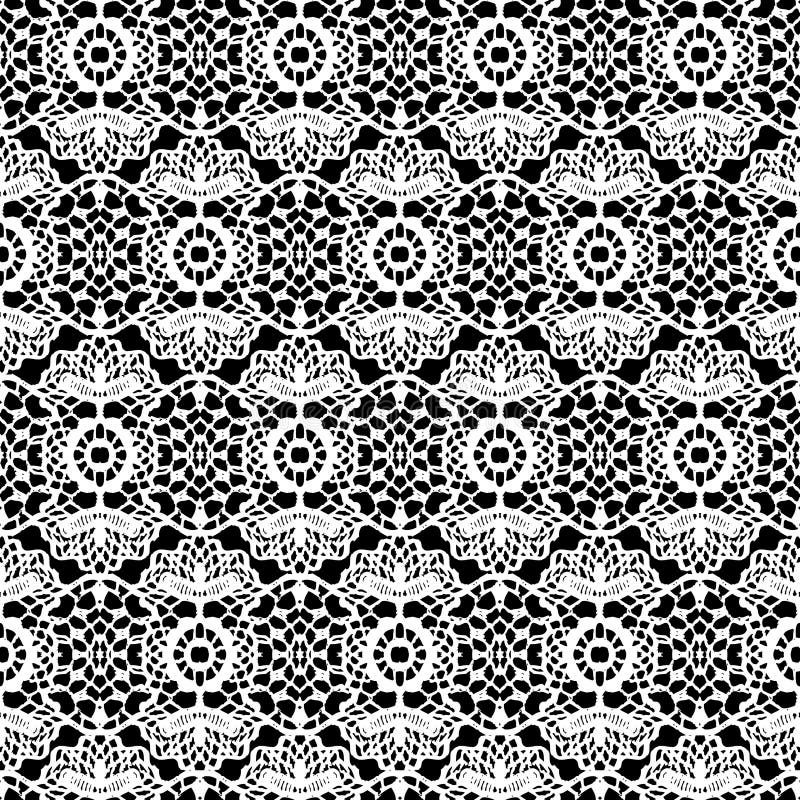 Lace White Seamless Pattern on Black Background. Stock Vector ...