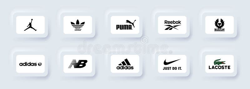 Caius verkwistend personeel Lacoste Adidas Nieuwe Balans Belstaff Jordan Reebok Nike Puma. Populaire  Merken Sportschoeisel. Logo-pictogram. Logo's Voor Sport Redactionele Foto  - Image of lopen, adidas: 222305761