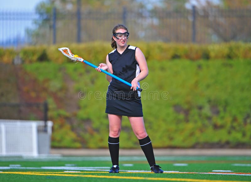 Lacrosse Girl Posing with Her Stick Stock Image Image of girls