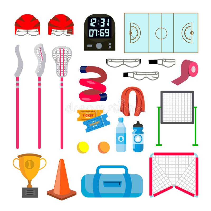 Lacrosse ikona Ustawiający wektor Lacrosse akcesoria Bramy, sieć, szkła, maska, kij, hełm, pudełko, zegar, spiskowiec, piłka royalty ilustracja Lacrosse ikona Ustawiający wektor Lacrosse akcesoria Bramy, sieć, szkła, maska, kij, hełm, pudełko, zegar, spiskowiec, piłka royalty ilustracja