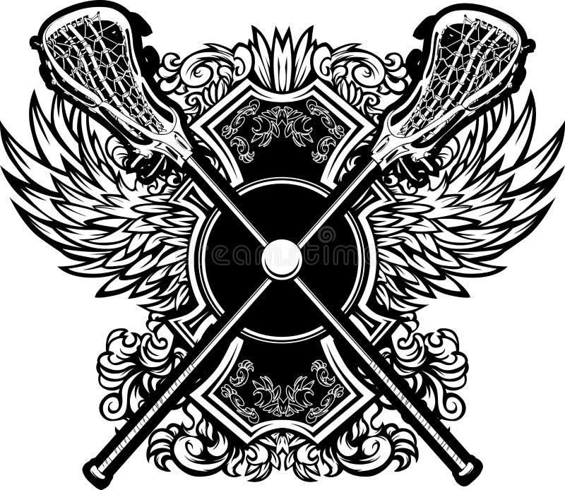 Lacrosse Sticks Ornate Graphic Template Stock Vector Illustration of