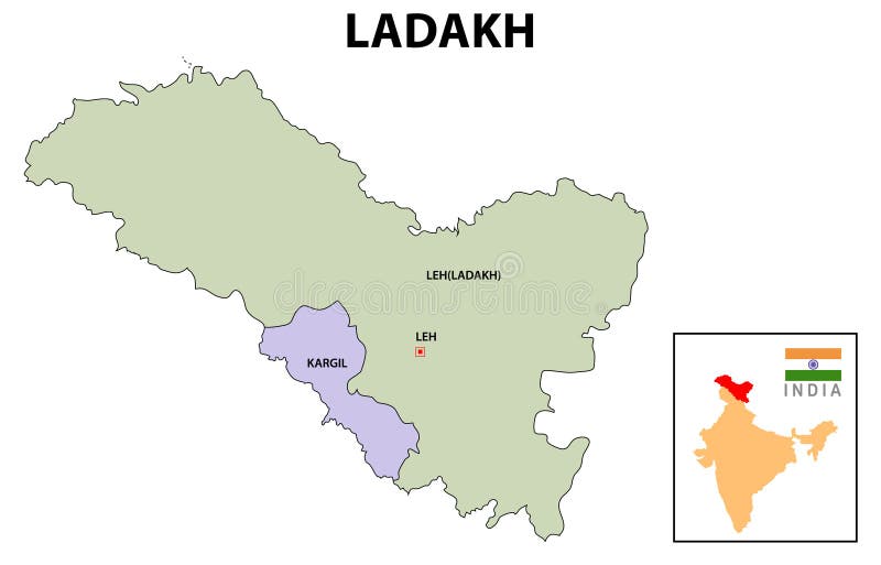 Ladakh New Map. Ladakh in India Map Vector Illustration. India New Map of Jammu Kashmir and Ladakh. Stock Vector - Illustration of ladakh, europa: 176108881