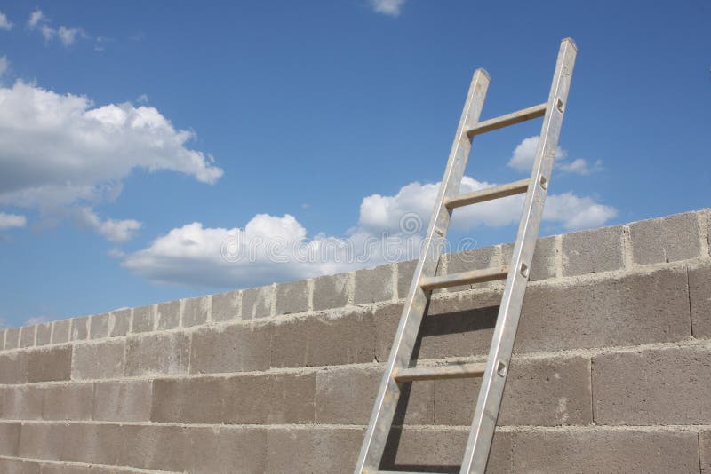 Ladder Leaning on Wall.