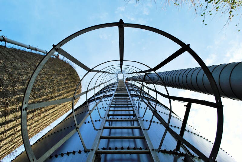 Ladder on a silo stock image. Image of point, metallic - 102410637
