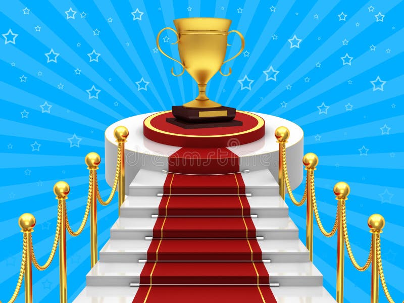 лестница с разноцветными ступенями, ведущая к золотому кубку