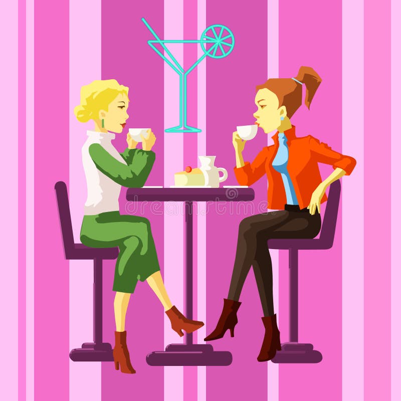 Ladies talking in a cafe 100% vector. Ladies talking in a cafe 100% vector