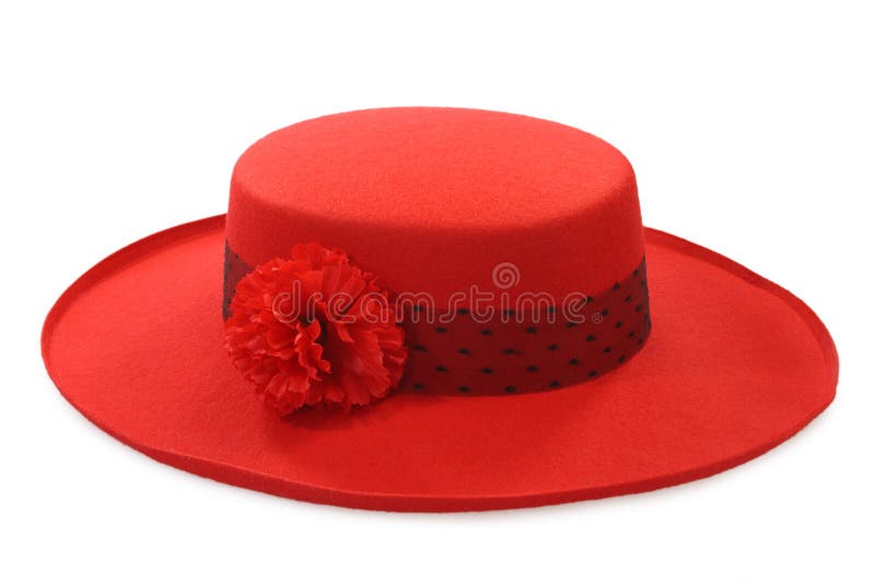 Rote Damen Hut isoliert auf weißem hintergrund.
