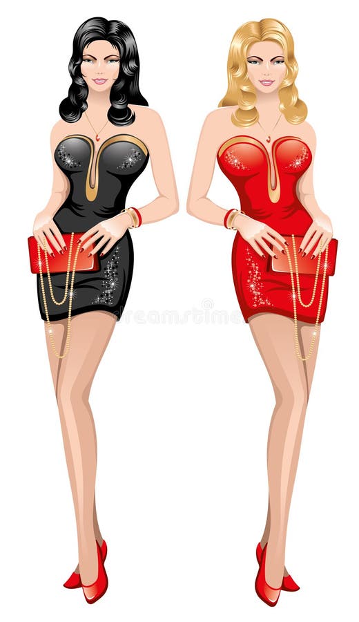 Ladies in red and black stock vector. Illustration of characters - 18976344