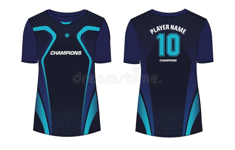 Women Sports t shirt Jersey Illustrator Vector template with v-neck style suitable for girls and ladies stock illustration.