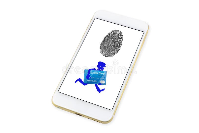 Ladro cattivo in una maschera che ruba una carta di credito e fuggiree e un'icona dell'impronta digitale fotografie stock Ladro cattivo in una maschera che ruba una carta di credito e fuggiree e un'icona dell'impronta digitale fotografie stock