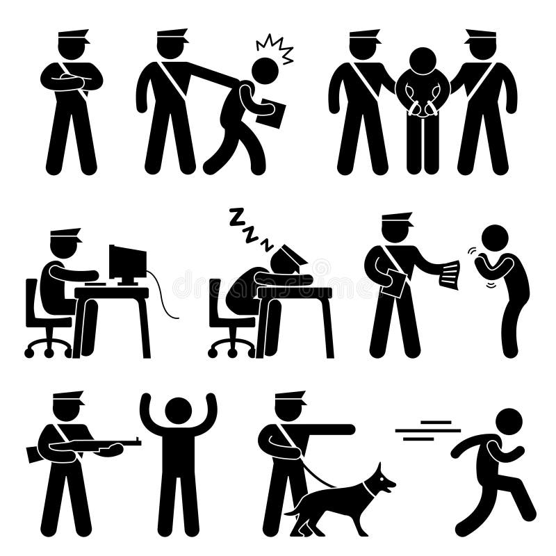 Ladro dell'ufficiale di polizia della protezione di obbligazione illustrazione di stock Ladro dell'ufficiale di polizia della protezione di obbligazione illustrazione di stock