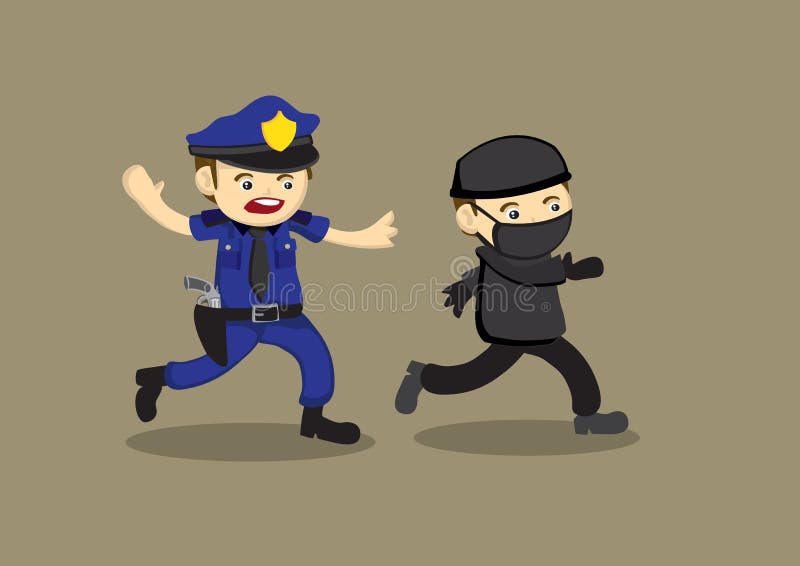 Ladro Vector Cartoon Illustration di inseguimento del poliziotto royalty illustrazione gratis Ladro Vector Cartoon Illustration di inseguimento del poliziotto royalty illustrazione gratis