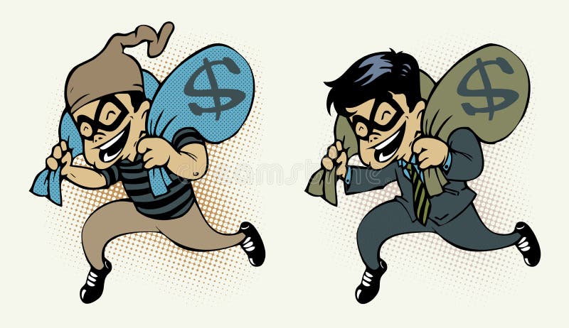 Ladrón que roba el dinero ilustración del vector Ladrón que roba el dinero ilustración del vector