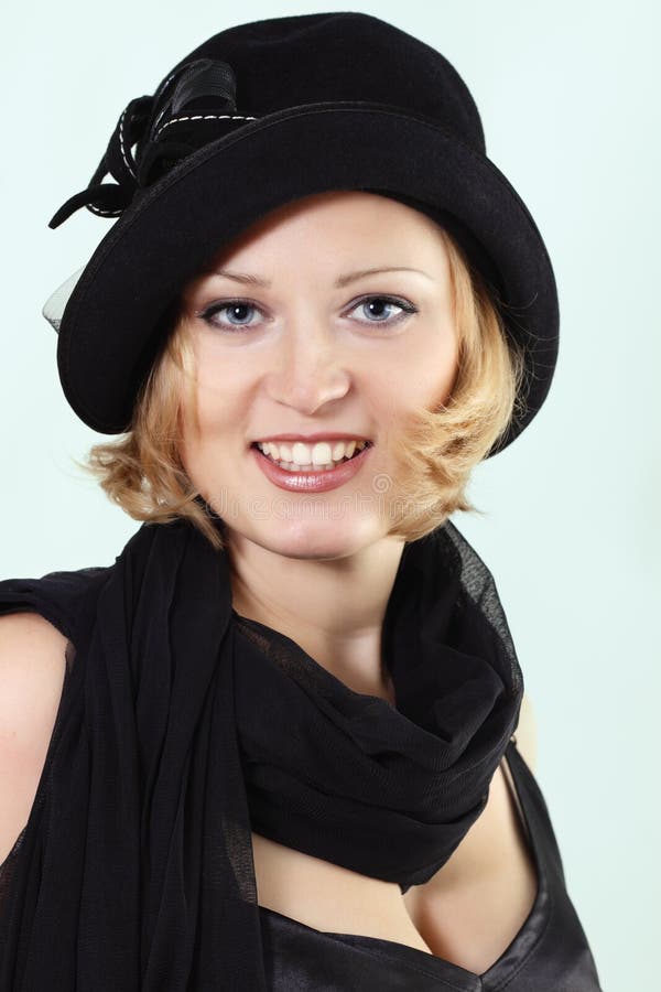 Lady charming with black hat