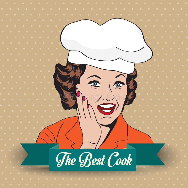 Lady Chef, retro illustration