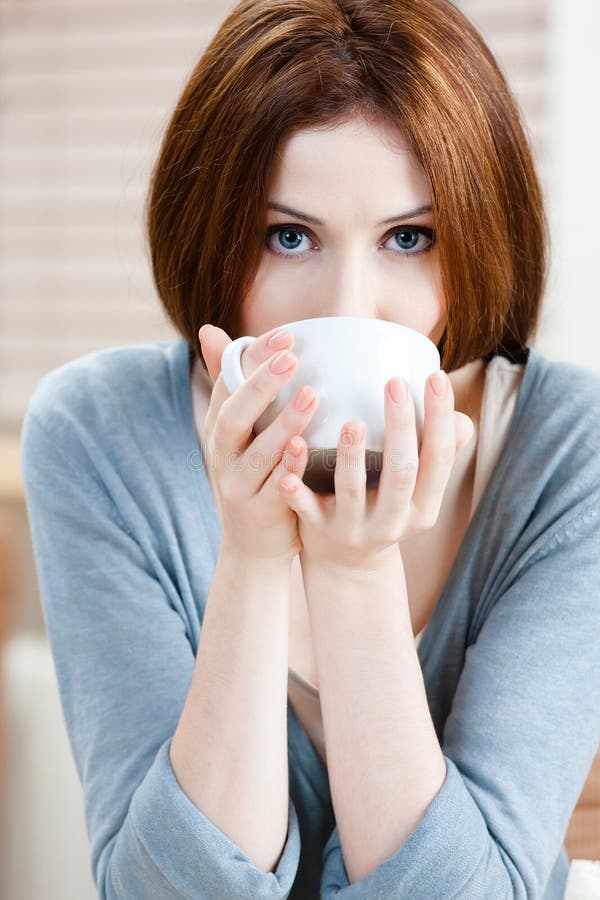 Lady with cup of tea stock image. Image of insight, eating 27001383