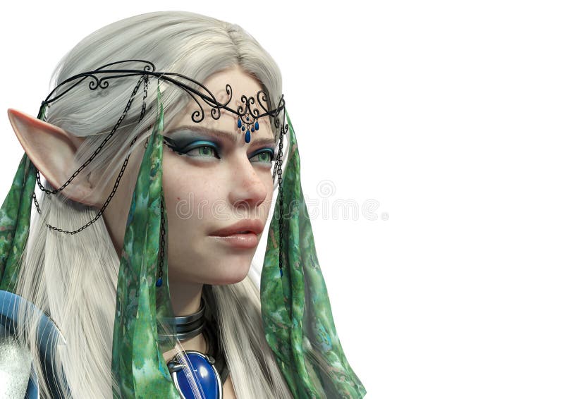Download Lady Elf Side View With Copy Space In White Background ...