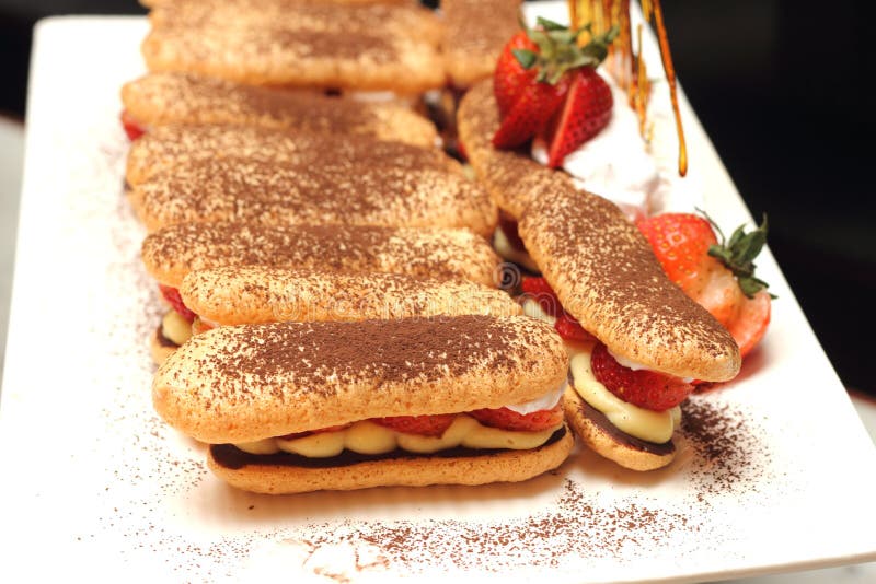 Lady Finger Filling, Vanilla Cream and Fruit Stock Image Image of