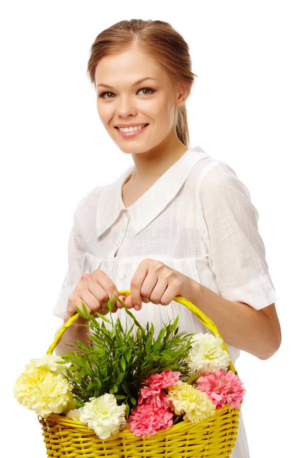Lady with flowers stock photo. Image of feminine, florist 21924018