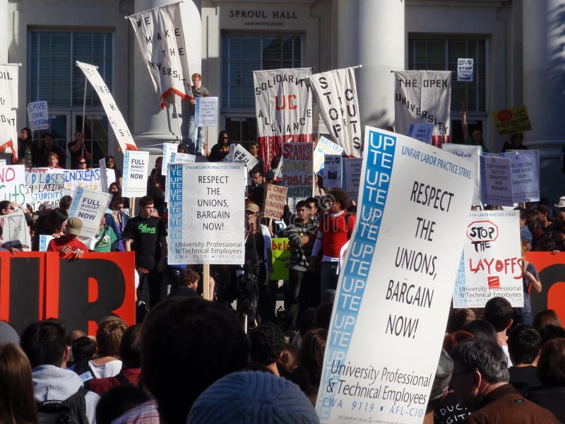 Lady Gives Speech during Protest on UC Berkeley Editorial Stock Image