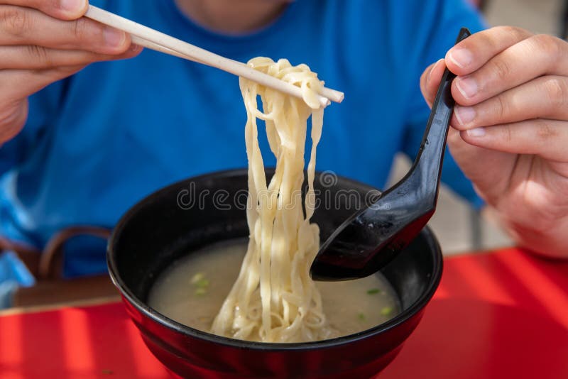 Lady Hand Using Chopsticks Eating Noodle Stock Image Image of food