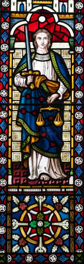 Lady Justice Stained Glass Window royalty free stock photography Lady Justice Stained Glass Window royalty free stock photography