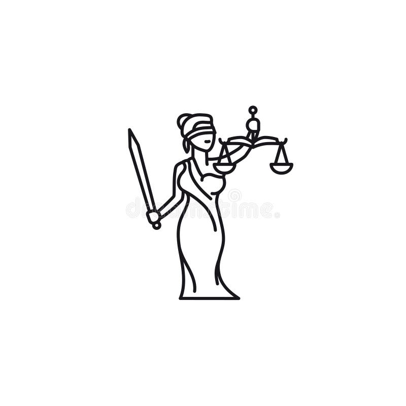 Illustration Of Lady Justice Holding Scales And Sword And Wearing A  Blindfold In A Vintage Woodblock Style. Eps-8 Royalty Free SVG, Cliparts,  Vectors, and Stock Illustration. Image 74426563.