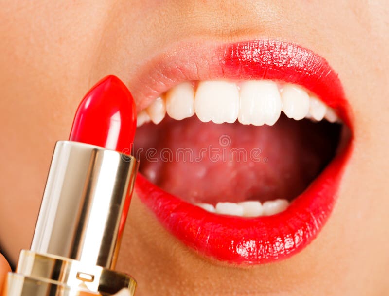 Lady Mouth And Lipstick Stock Photo Image 34464530