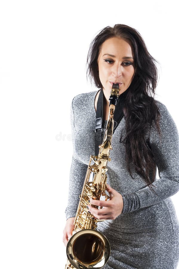 Lady Playing the Sax stock image. Image of playing, instrument 62671023
