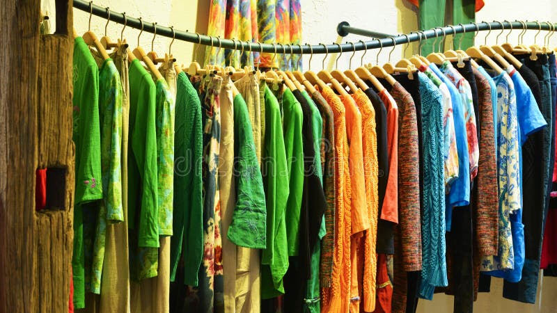 Clothes On Racks In Fashion Shop Clothing Store Clothes Store Fashion Shop Stock Image Image