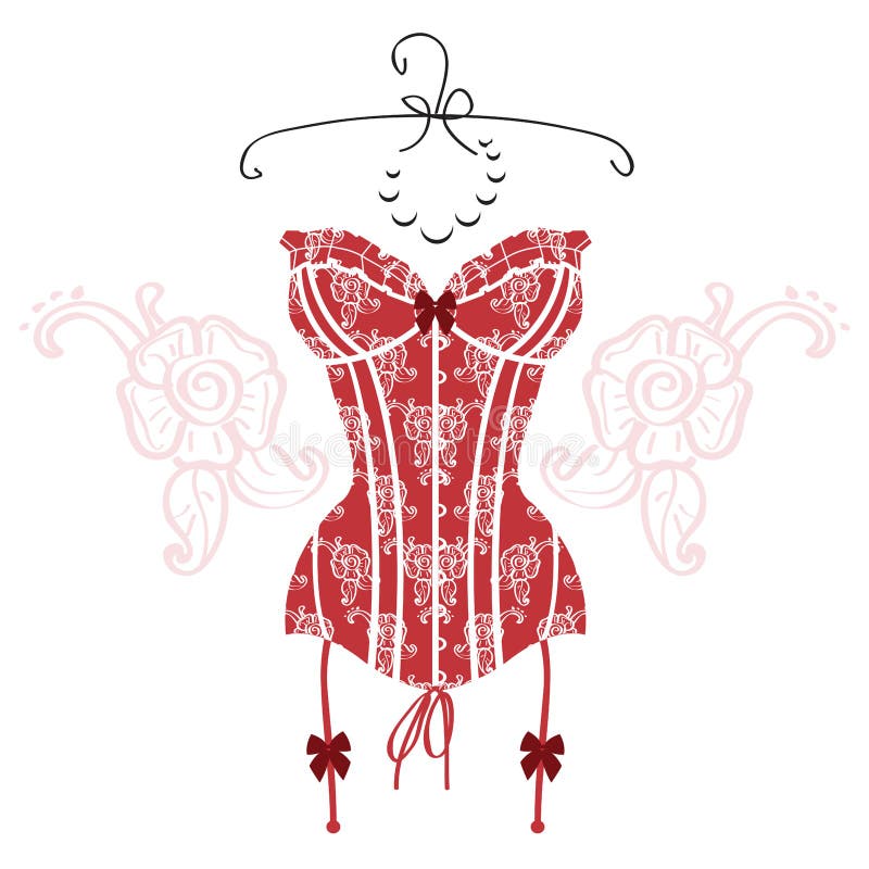 Lady`s red vintage corset stock vector. Illustration of desire - 97756074