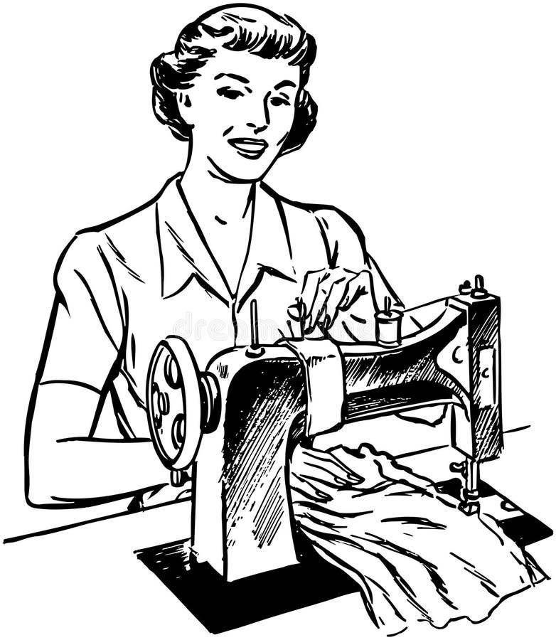 Lady Sewing stock vector. Illustration of advertisin 42096752