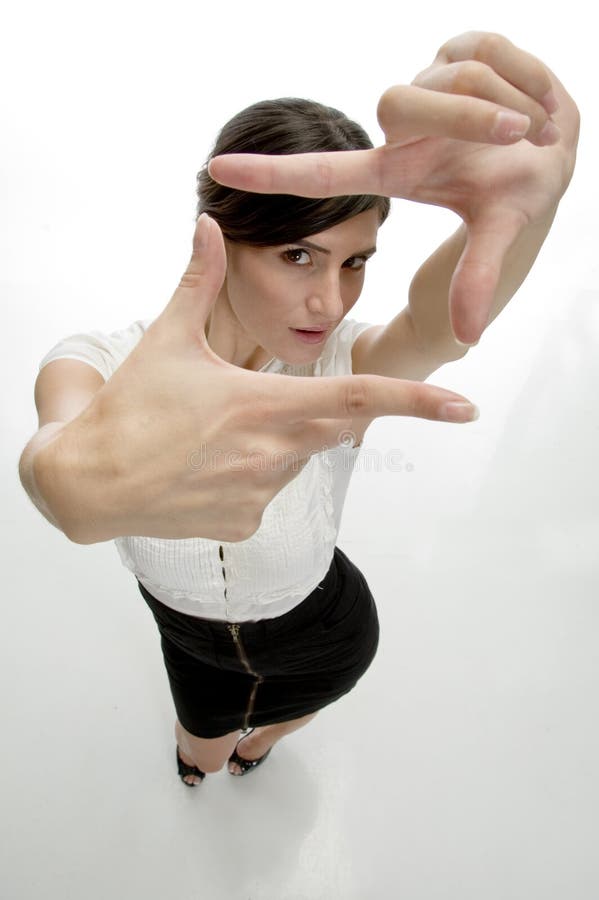 Lady showing framing hand gesture