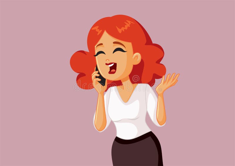 Wife Speaking on the Phone with Her Husband Vector Cartoon Stock Vector ...