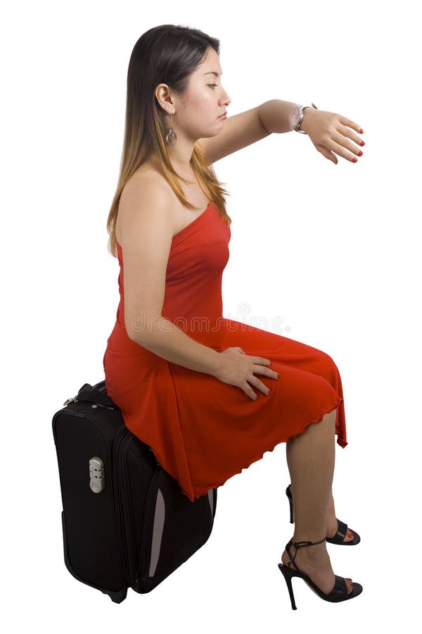 Lady and suitcase stock photo. Image of vacations, journey 2975216