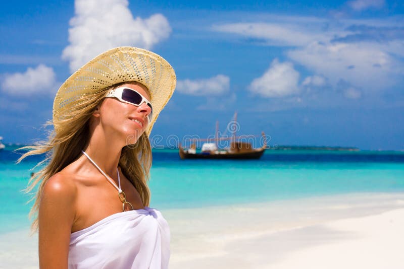 Lady on a tropical beach