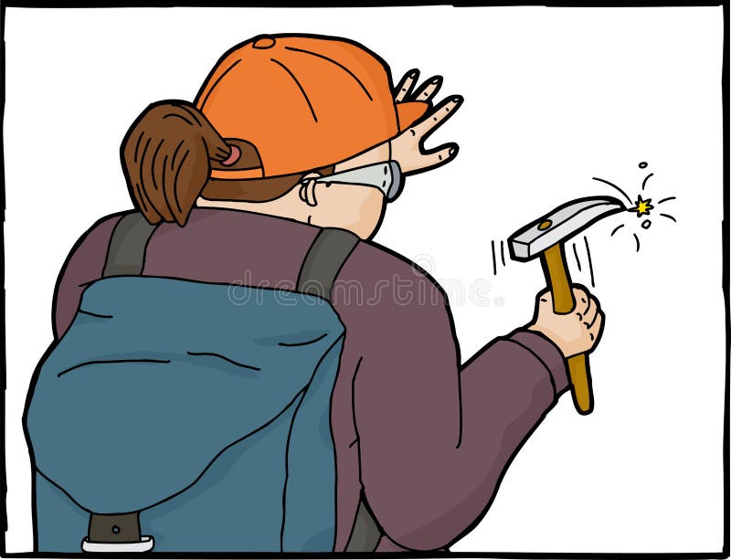 Geologist Using Rock Hammer Stock Illustration - Illustration of