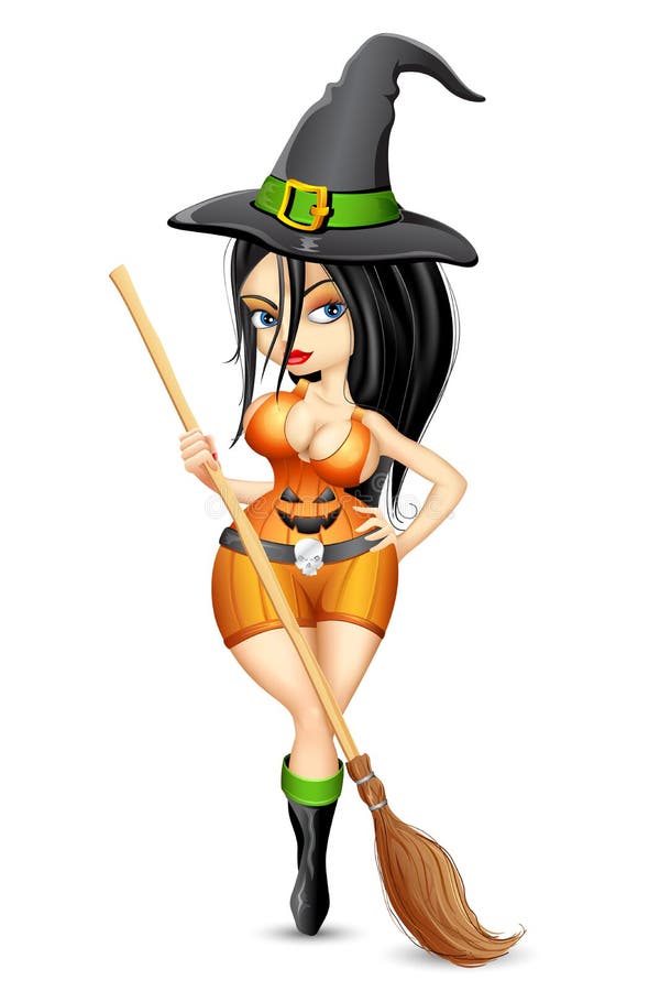 Lady in Witch costume. Illustration of lady in witch costume for Halloween party royalty free illustration