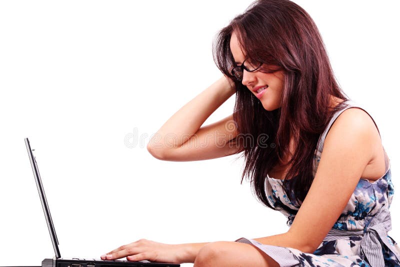 Lady working in a laptop