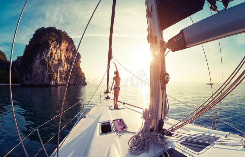 Lady on the yacht