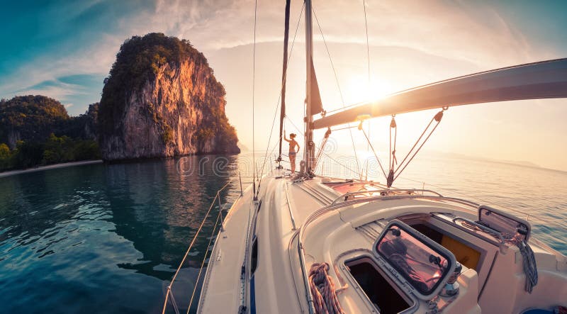 Lady on the yacht