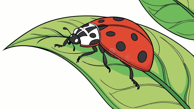 Ladybug auf einem Blatt einfache und charmante Vektorart. Vektordesign Generative KI lizenzfreie abbildung