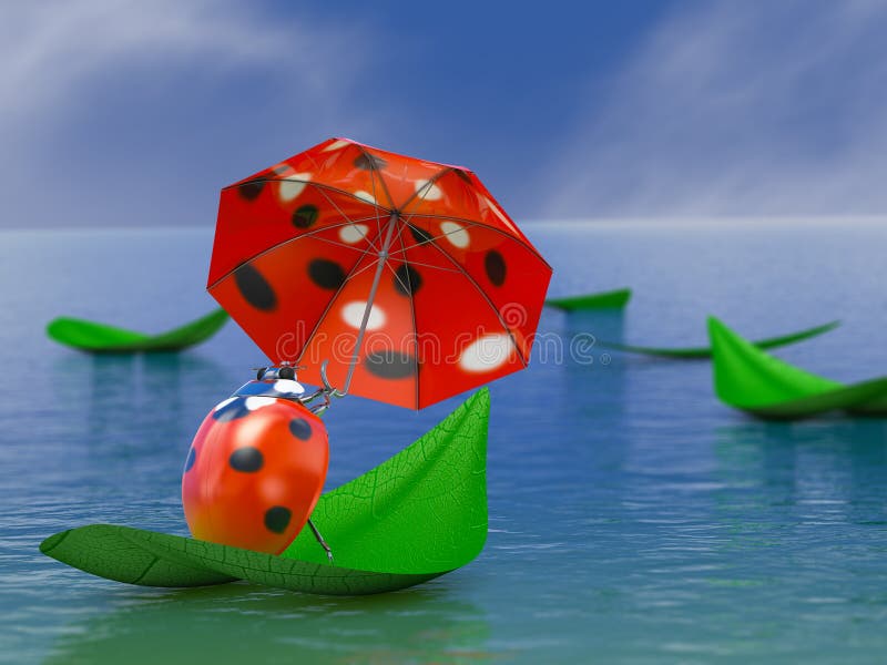 Ladybug con el paraguas de ilustración. Ilustración de ecosistema - 166203803