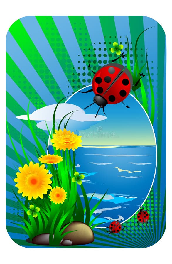 Ladybug e mare illustrazione vettoriale Ladybug e mare illustrazione vettoriale