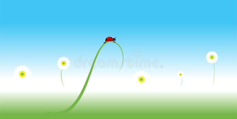Ladybug, fundo da mola ilustração royalty free Ladybug, fundo da mola ilustração royalty free