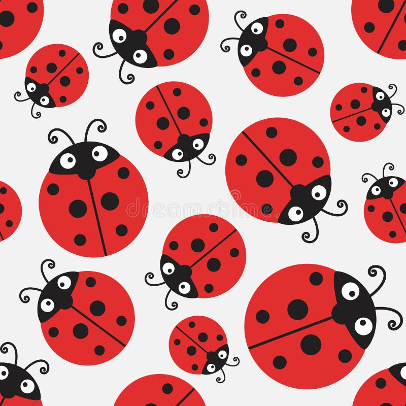 Ladybug pattern, vector seamless ladybird design